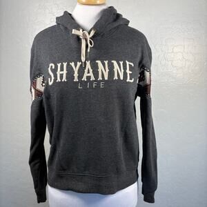 Shyanne Life Western Hoodie Small Gray Aztec Sleeve Pullover Cowgirl Sweatshirt